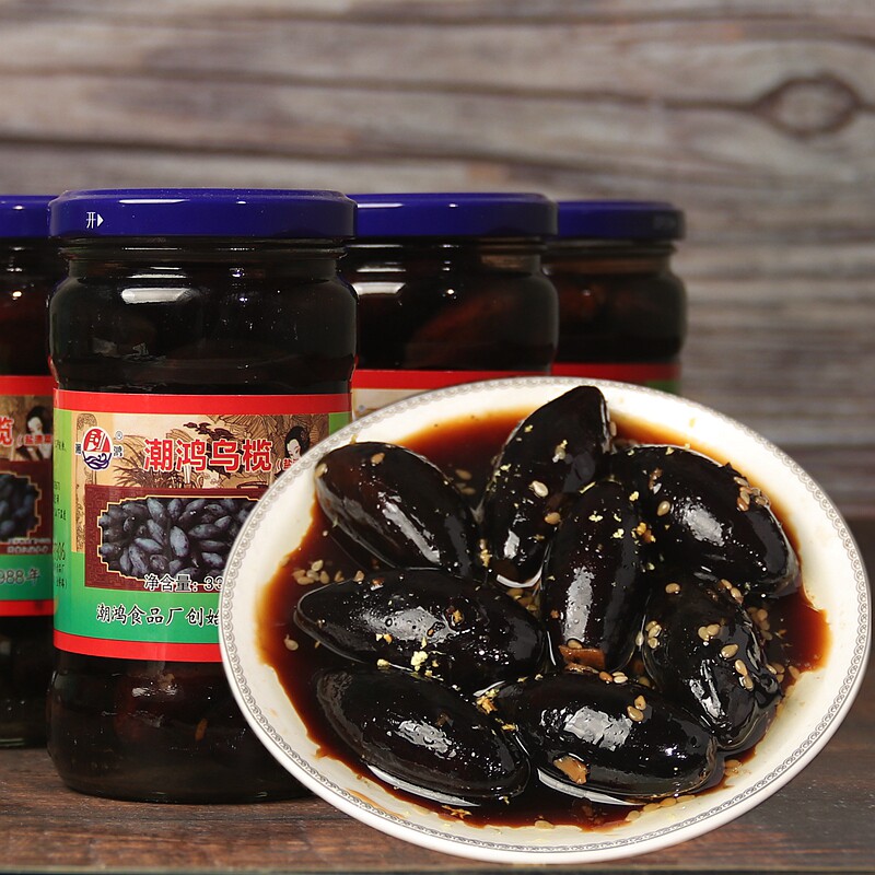 潮汕南姜乌榄榄角早餐配粥下饭菜杂咸小菜黑榄半榄肉乌橄榄菜瓶装