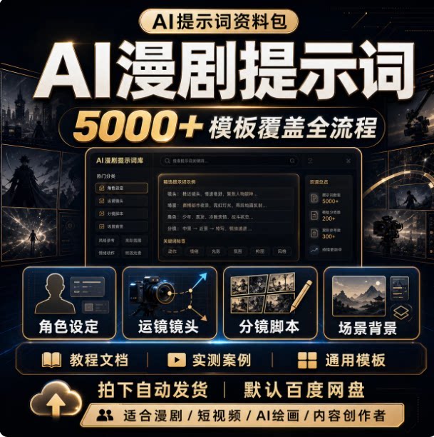 2026AI漫剧短剧提示词大全高阶指令绘画文案调教指令合集全套素材