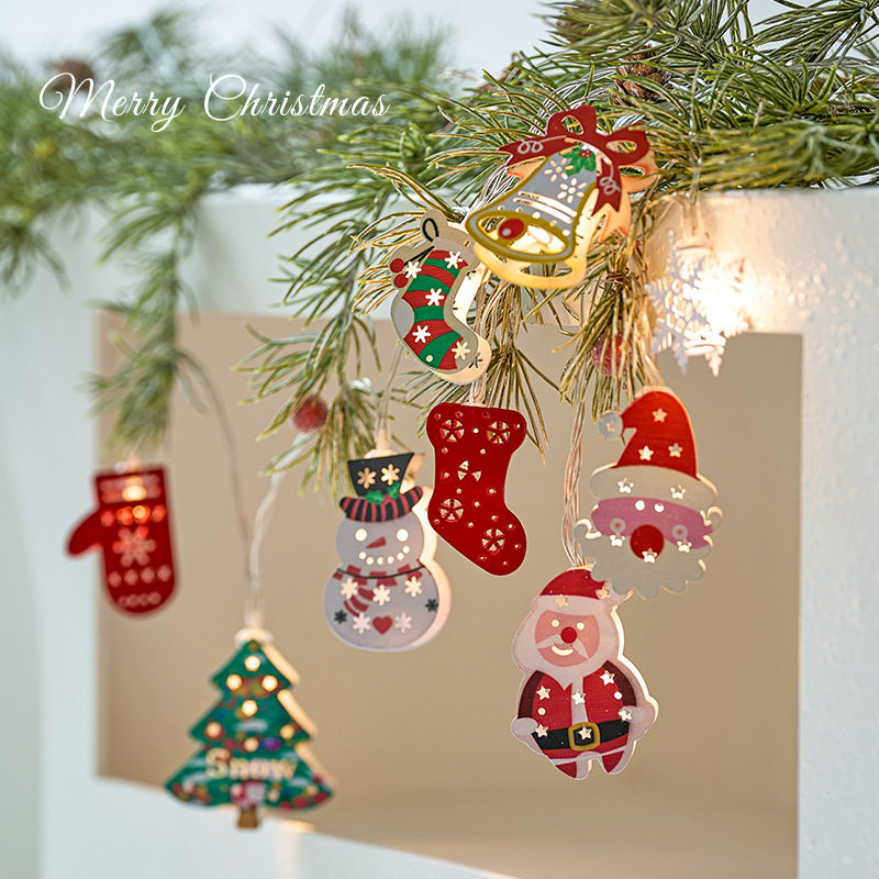 圣诞节装饰铁艺led灯串店铺橱窗圣诞树装饰挂件节日布置铃铛吊饰