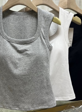 妃子纪正版纯棉宽肩带背心女带胸垫免穿文胸美背内衣内搭打底3655