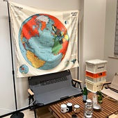 饰布wall 新北欧风格 世界地图挂毯挂布墙壁复古装 hanging背景布