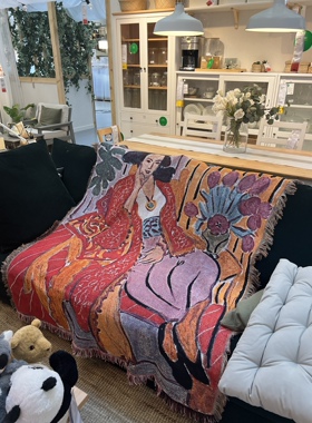 Henri Matisse Red红色夹克宫女 马蒂斯 文艺复古油画风 床毯线毯