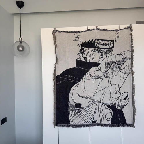 火影忍者佩恩天道挂毯 黑白漫画风动漫周边宿舍卧室装饰