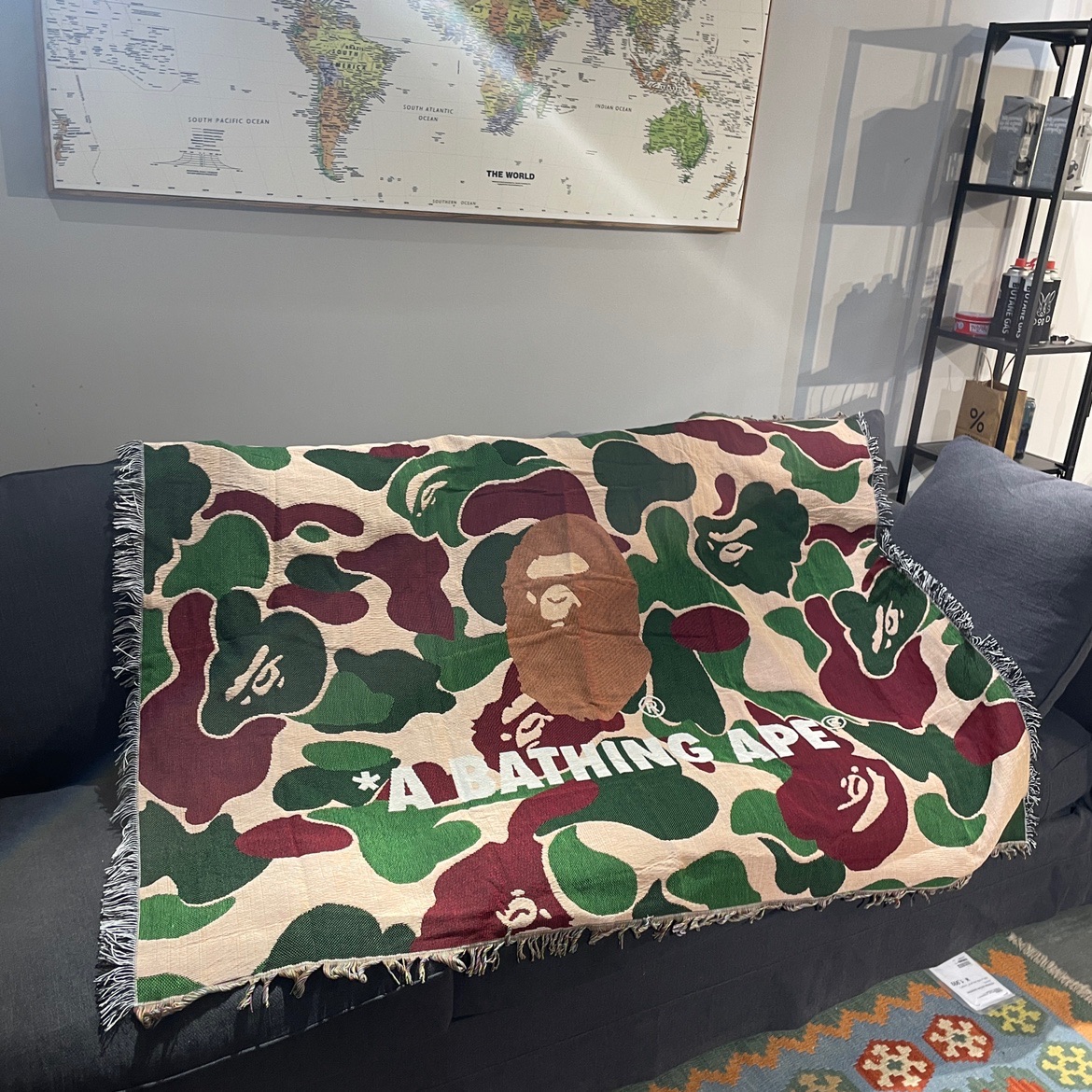 A Bathing Ape日本韩式潮流玩家 棉线纺织个性休闲毯盖巾式沙发毯