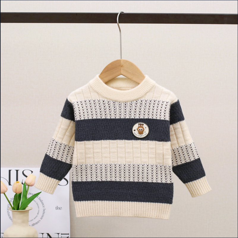 男童毛衣2025新款加厚儿童毛衣韩版套头针织衫秋冬男宝宝加绒线衣