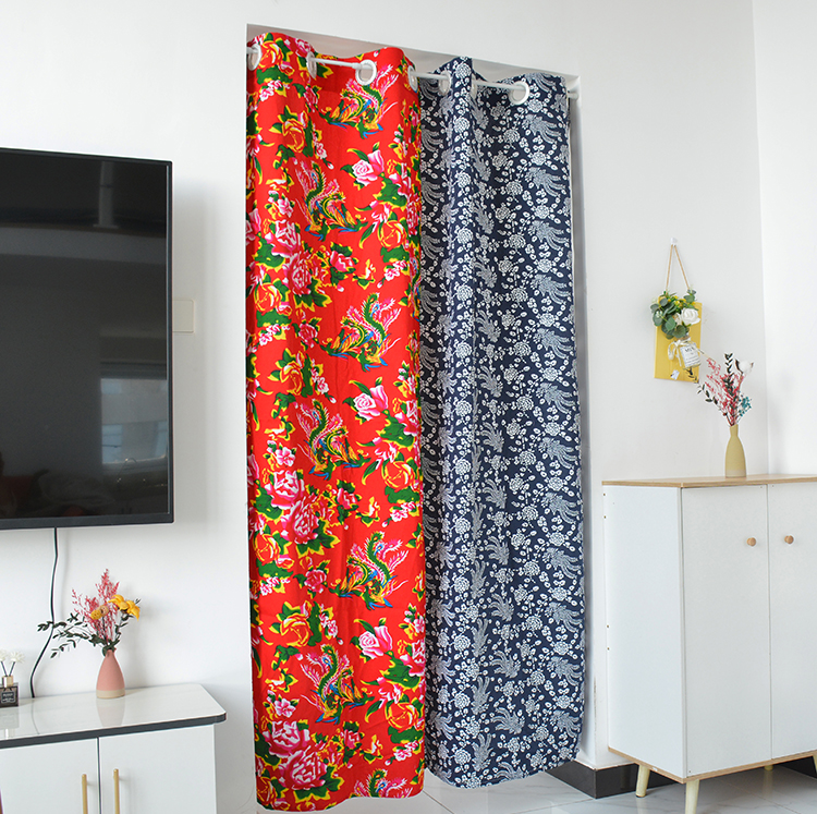 东北大花布窗帘装饰门帘中国风客厅卧室隔断帘农家饭店装修遮挡帘