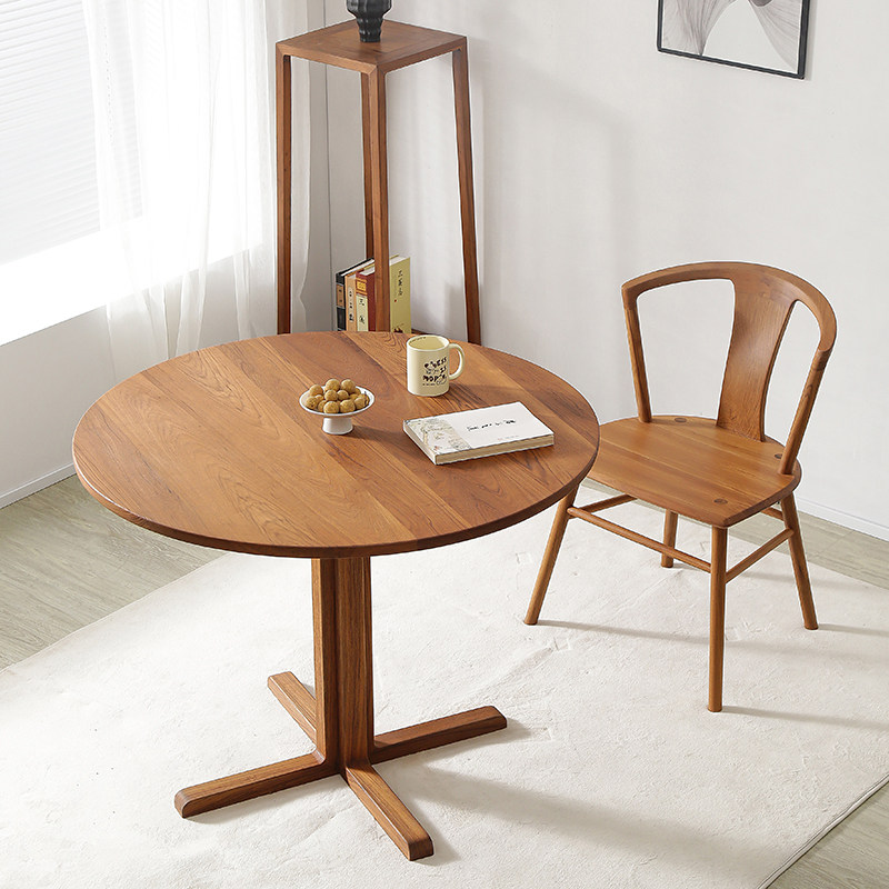 实木茶几缅甸柚木圆几家用小户型阳台休闲咖啡茶桌户外实木小圆几