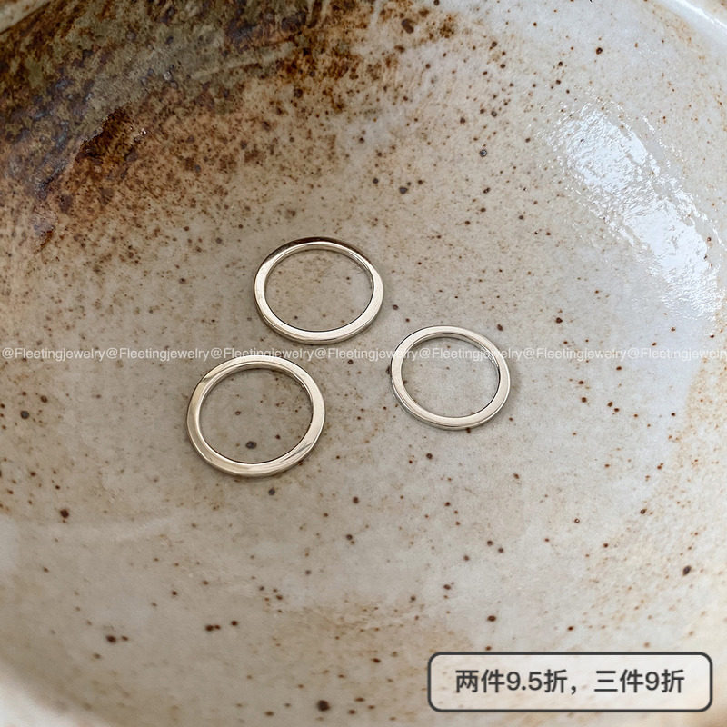 fleetingjewelry 925纯银 方版光圈戒指