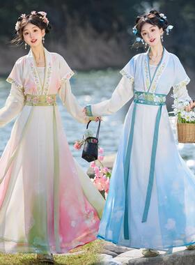 池秋记原创汉服【碧落】复原唐制背子齐腰八破裙日常刺绣春夏套装