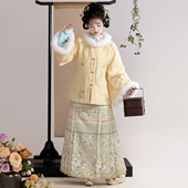 池秋记汉服明制昭君袄毛呢加绒保暖日常秋冬圆领披袄汉服套装