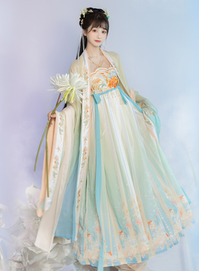 汉服女诃子裙原创唐制齐胸一片式襦裙刺绣大袖衫中国风春夏非古装