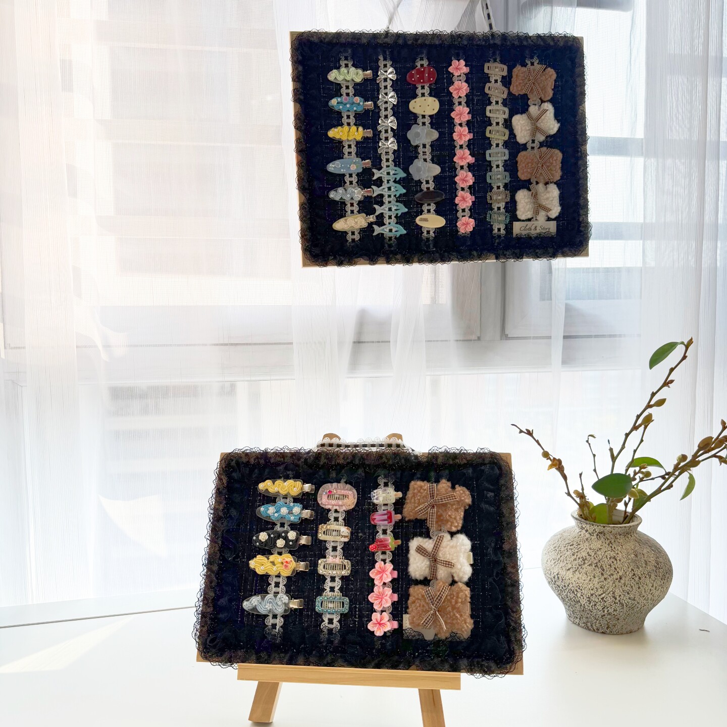 宠物发夹收纳板小香风发夹板狗狗发夹青蛙夹收纳展示架手工手作