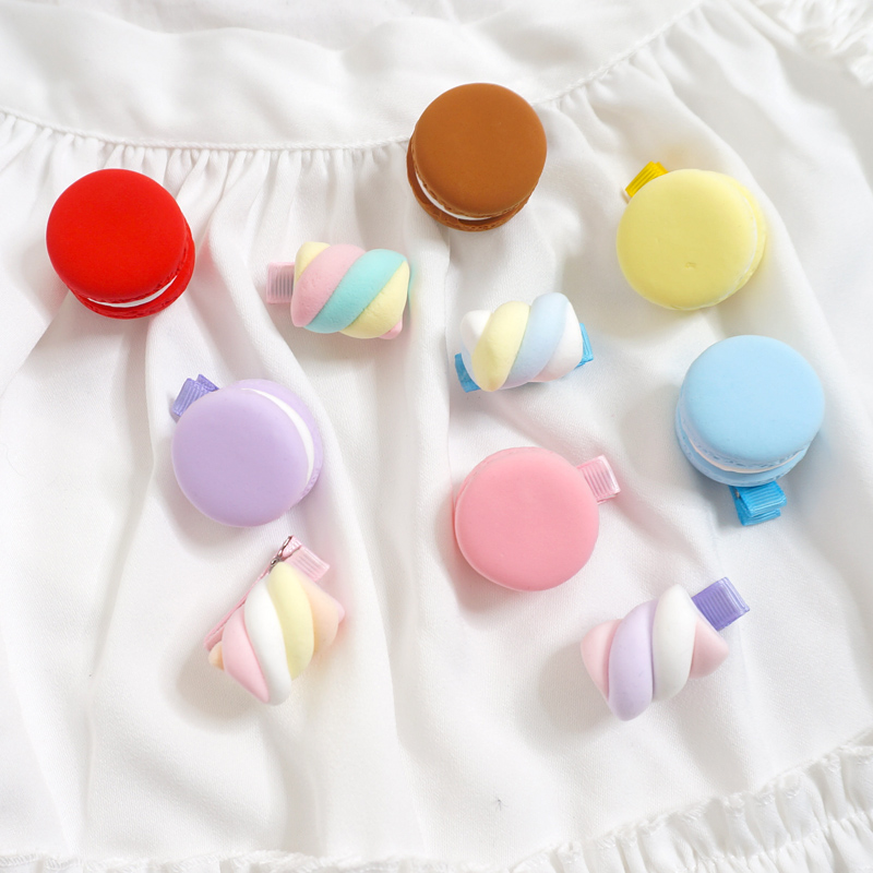 发夹日韩可爱马卡龙棉花糖甜呲