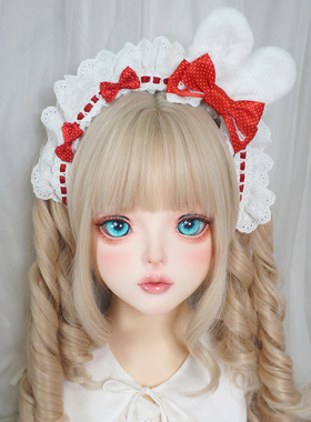 原创可爱红色兔耳朵花边发箍波点圆点蝴蝶结kc头饰lolita发饰品女