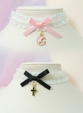 蝴蝶结蕾丝花边女项链项圈少女