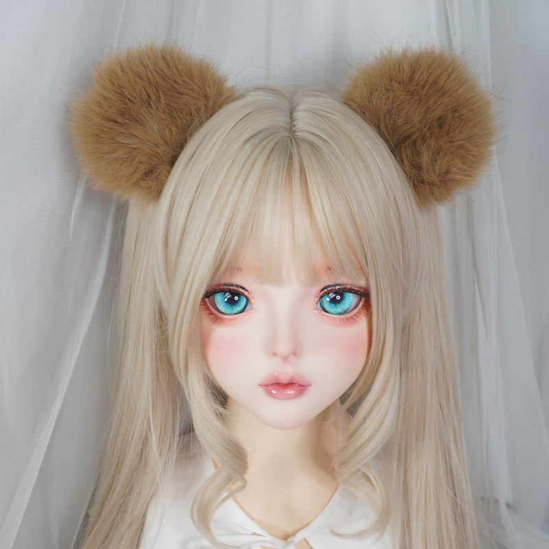 仿真毛毛小熊耳发夹Lolita小物配饰可爱立体耳朵对夹洛丽塔头饰女