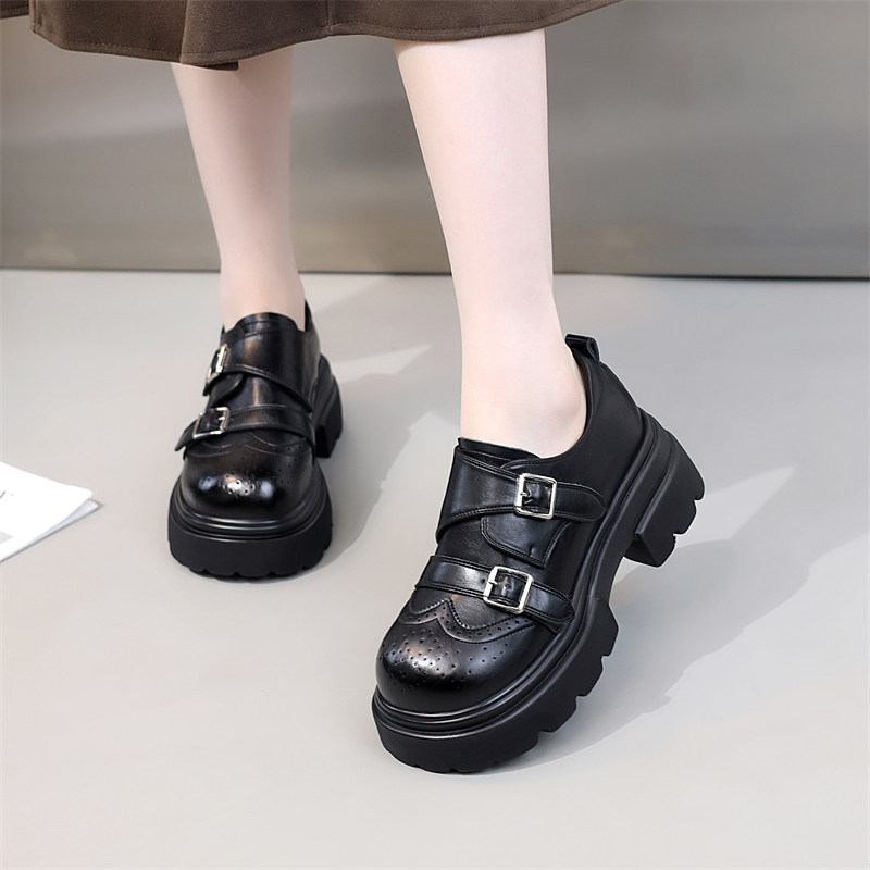 欧货布洛克雕花乐福鞋女2026春秋季厚底时尚增高英伦风皮带扣单鞋,女鞋,乐福鞋（豆豆鞋）,淘宝优惠券,粉丝福利购,淘宝优惠卷