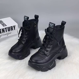 真皮马丁靴女款2026新款英伦风靴子女春秋单靴百搭厚底增高短靴女