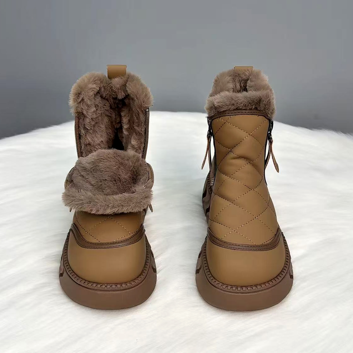 厚底雪地靴女款2025新款冬季加绒加厚桑坡村棉鞋皮毛一体防水棉靴