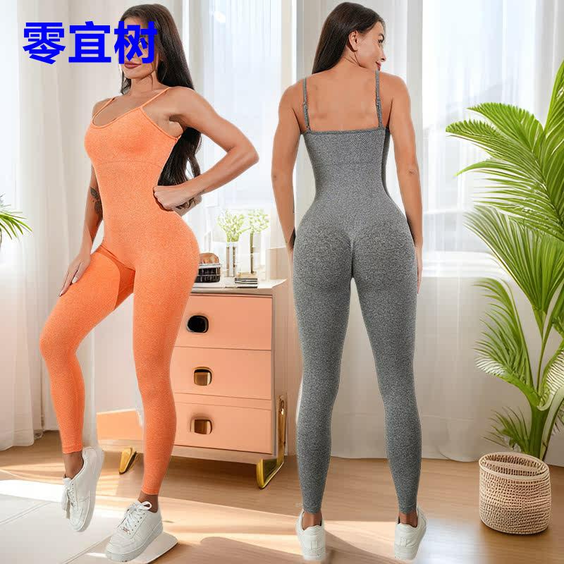 严选外贸新款背心式瑜伽连体衣美背一体式连体衣无缝服连体健身服