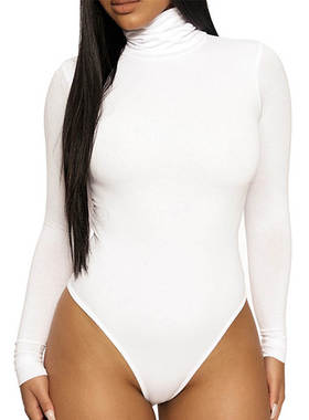 2026外贸秋冬基础打底女装 欧美简约高领长袖修身连体衣 bodysuit