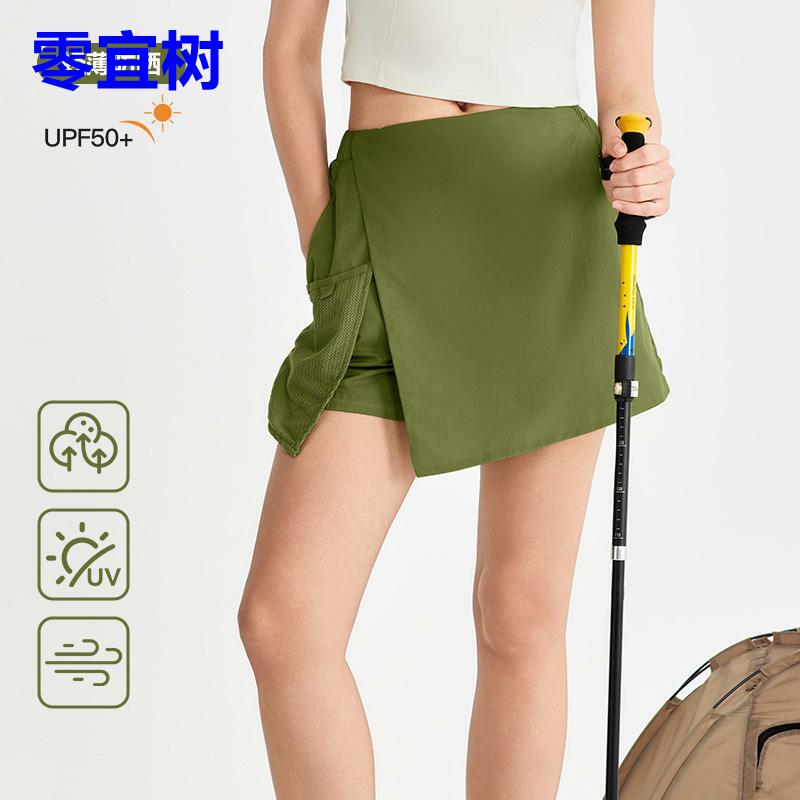 运动夏季双口袋运动短裤女外穿前裙后裤健身瑜伽裤透气显瘦裙裤假