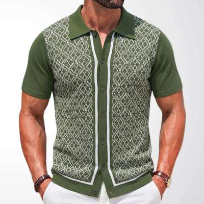 夏季男士短袖POLO衫欧美休闲提花针织开衫外贸男装SY0174