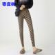 H2902九分棋盘格瑜伽裤 女春秋高腰微喇紧身收腹提臀打底鲨鱼裤