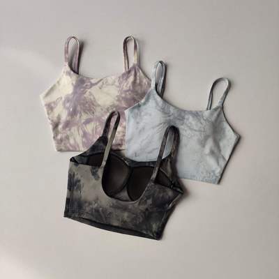 高品质运动内衣女扎染细肩带美背健身吊带上衣瑜伽文胸背心bar夏