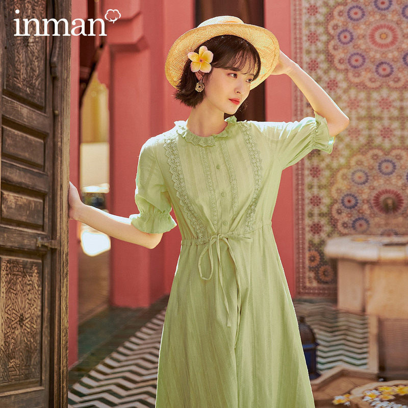 茵曼少女连衣裙2020年新款夏甜美小个子约会仙气复古初恋法式森系