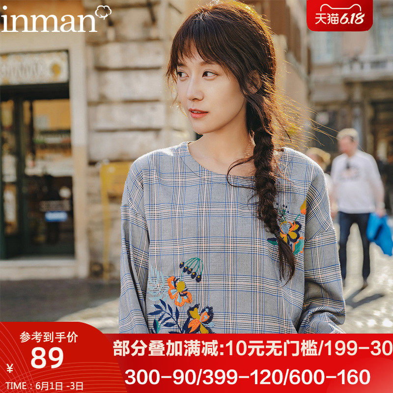 特价清仓茵曼旗舰店春装新款春秋格子衫长袖衬衫女装衬衣上衣茵蔓