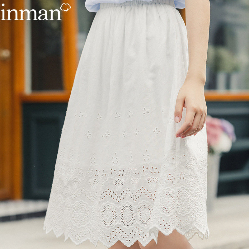 茵曼半身裙春2020年新款小个子裙子春季半裙中裙百褶高腰a字气质