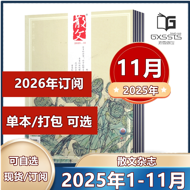 散文杂志2025年1-4/5/6/7/8/9/10/11月+2024年-2023年全年【2026年全年订阅】中短篇散文小说杂文选刊小说百花文艺出版过期期刊