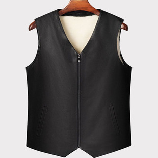牛皮马甲男羊毛背心羊羔毛皮毛一体秋冬坎肩羊毛马甲