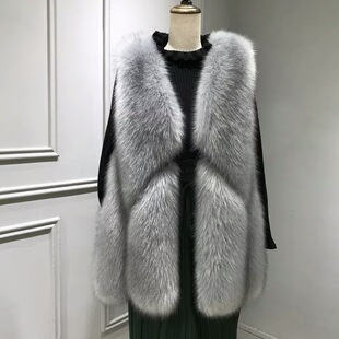 貂毛反季皮草马甲女款2025新款坎肩仿貂皮背心中长款冬款时尚爆款