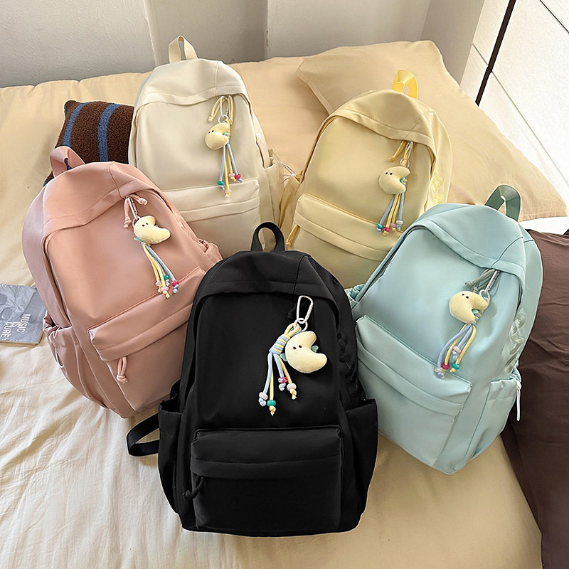 韩版ins小清新纯色背包大容量上课补习通勤女书包旅行轻便双肩包