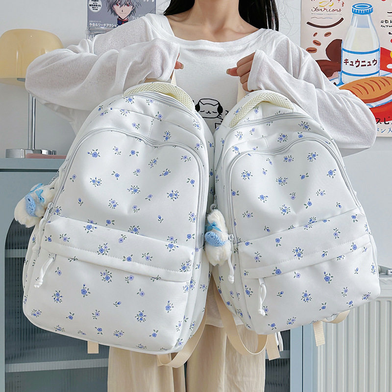 小清新印花书包学生初中生高中大学生学院风女双肩包原宿旅行背包