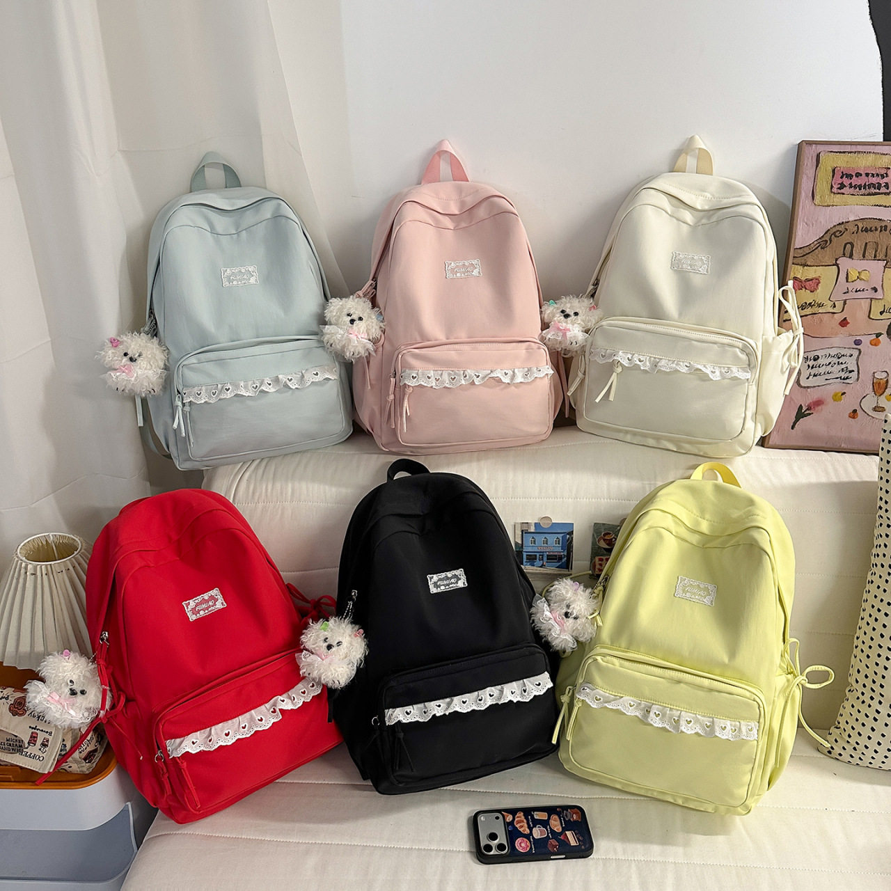 2026新款可爱蕾丝双肩包女学生书包大容量防水韩版校园背包少女心