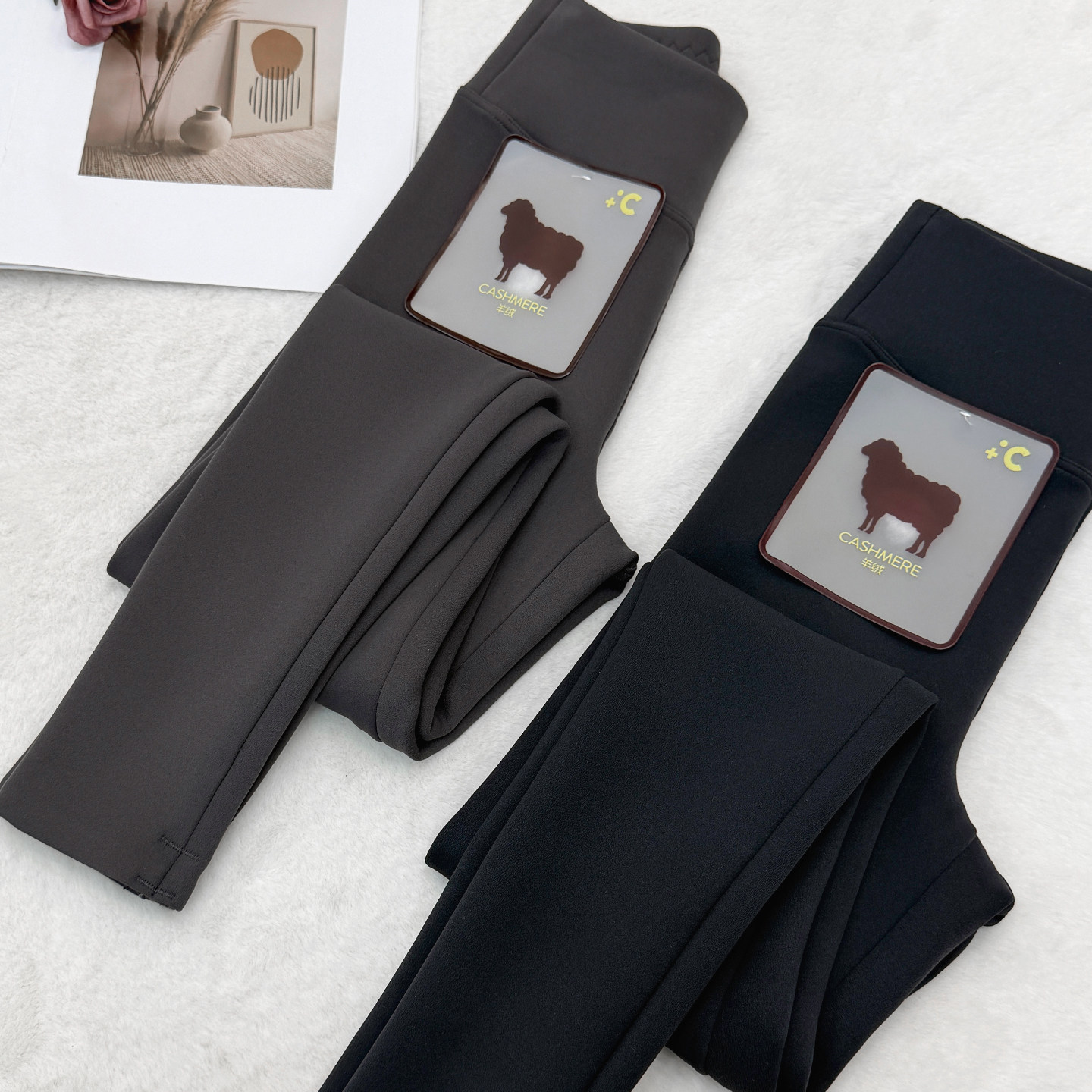 羊绒加厚紧身打底裤保暖紧身收腹瑜伽裤冬季新款薄绒可外穿鲨鱼裤
