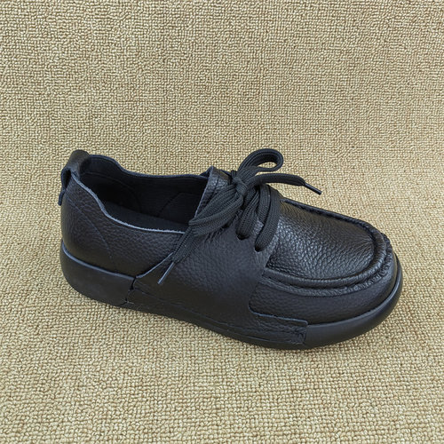 断码清仓特价真皮女鞋春秋季新款头层牛皮厚底系带舒适百搭妈妈鞋