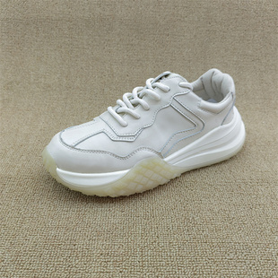 工厂直销断码处理真皮女鞋2025秋款圆头厚底系带舒适减震休闲鞋