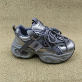 透气增高运动鞋 女厚底松糕鞋 潮流 酷感风银灰色老爹鞋 2026春季