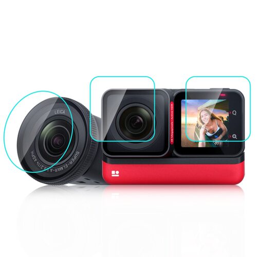 PULUZ胖牛适用Insta360 ONE RS屏幕钢化膜镜头膜莱卡镜头膜3片装