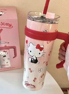 helloKitty冰霸吸管杯女大容量保冷温随行杯高颜值304不锈钢新款