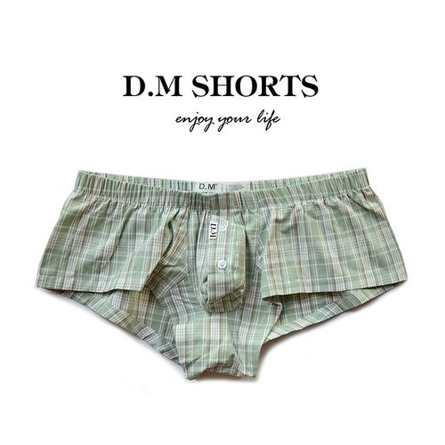 男士格子家居裤D.M纽扣透气宽松