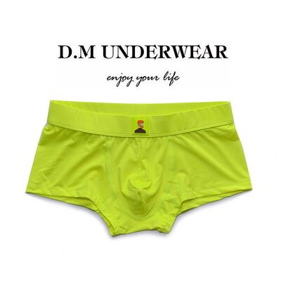 D.M纯色卡通四角男内裤低腰性感涤纶网眼透气平角裤速干短裤头