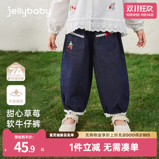 秋儿童休闲裤 女童牛仔裤 小女孩长裤 秋装 子 宝宝外穿裤 抗菌防褪色