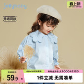 春秋款 纯色儿童长袖 宝宝春季 上衣小童童装 衬衣 女宝宝新款 女童衬衫