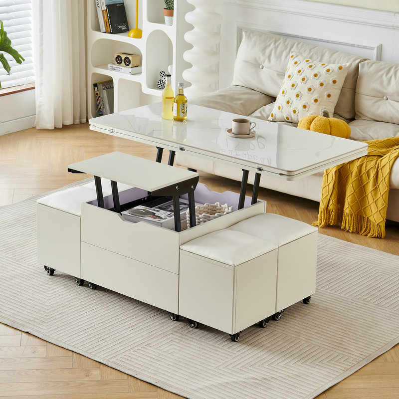 小户型餐桌两用凳子岩板