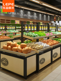 乐品 超市钢木水果架水果蔬菜货架水果店百果园果蔬架生鲜展示架